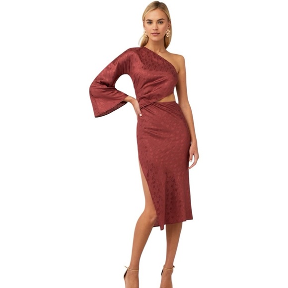 NWT Jen’s Pirate Booty Nebula Vermillion One Shoulder Burgundy Dress - Picture 1 of 12
